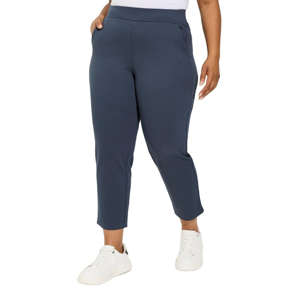 Torrid‎ Studio Luxe Ponte Pull On Relaxed Taper Pants 5X Tall High Rise Blue NEW